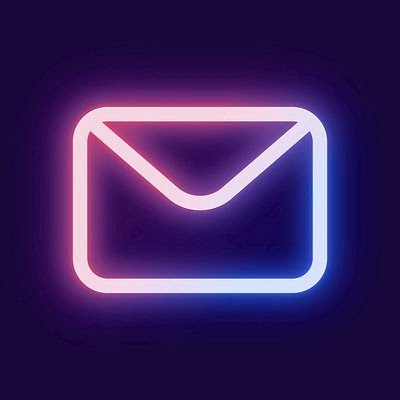 Email social media icon psd in pink neon style