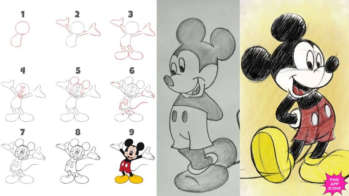 Best Mickey Mouse Drawing with Colour