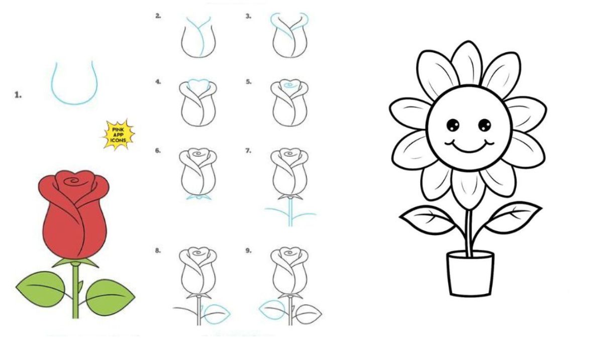 Easy Flower Drawing for Kids Step by Step