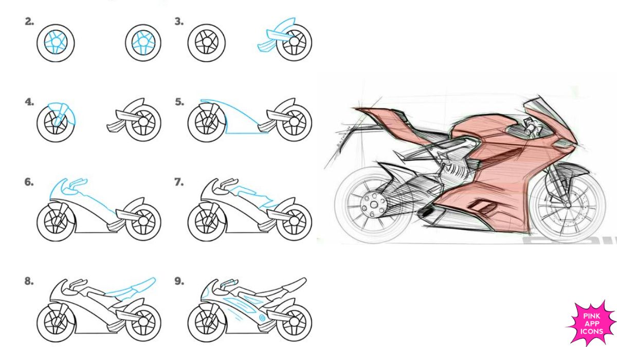 Easy Motorcycle Drawing Step by Step