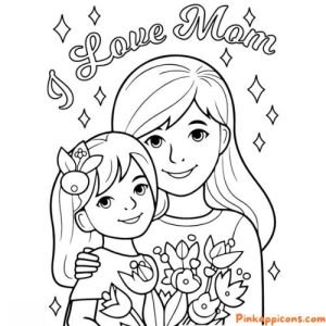 Free Happy Mother's Day Coloring Page Printable PDF