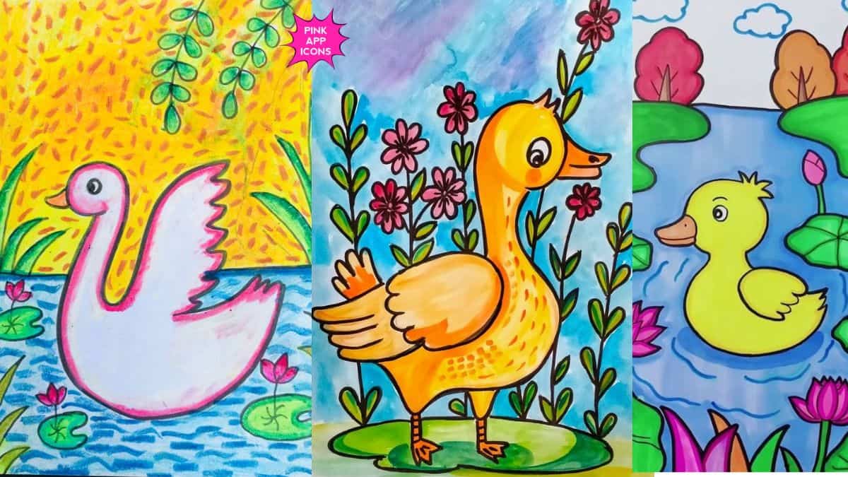 Easy Duck Drawing for Kids with Colour