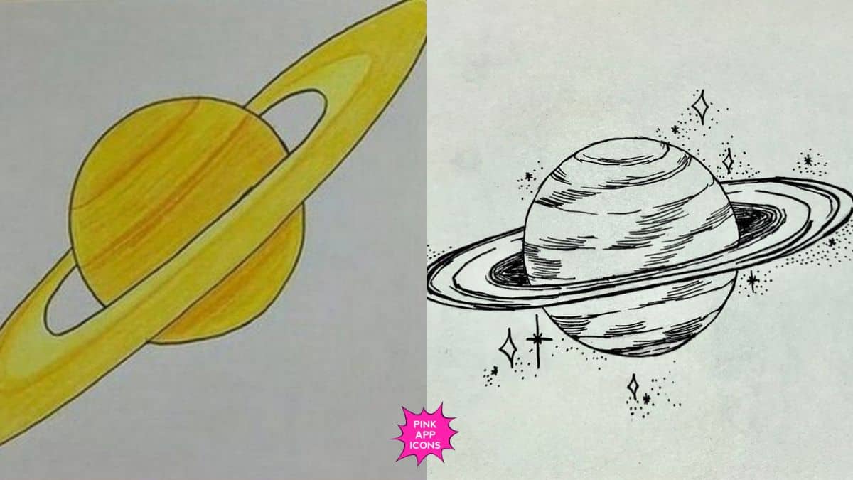 Simple Saturn Drawing with Color Step by Step