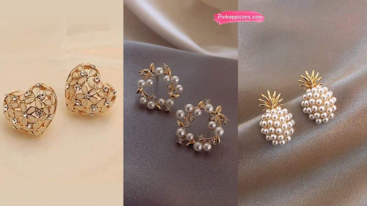 Simple Gold Earring Tops Designe for Female