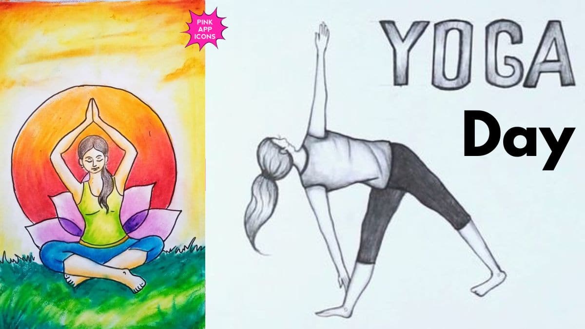 Simple Yoga Day Drawing for Kids with Pencil