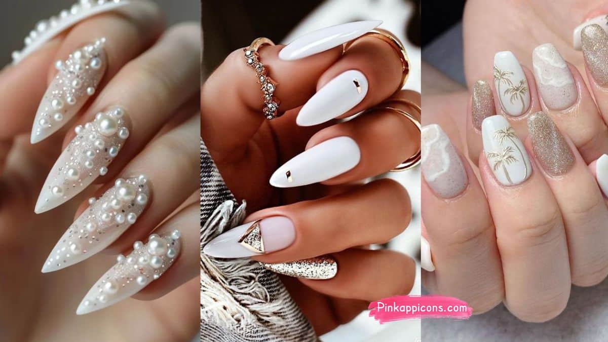 Simple White Nail Designs with Glitter