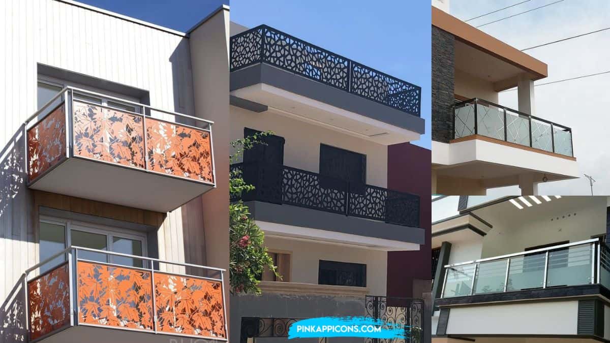 Simple House Front Steel Railing Designs for Balcony