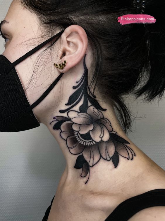 Black Female Neck Tattoo Ideas