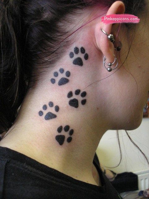 Neck Female Tattoo Ideas Dog Paws