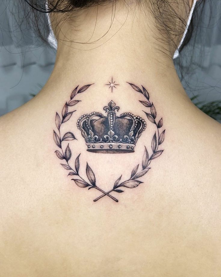 Neck Tattoo Ideas for Girls Crown Tattoo