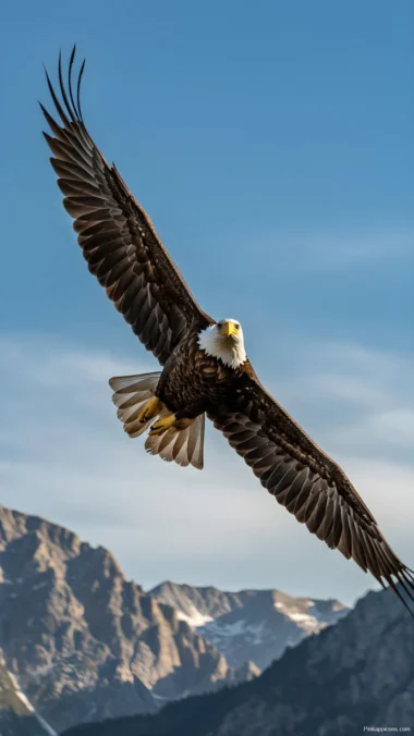 Beautiful Bald Eagle in Flying Wallpaper Mountain Majesty