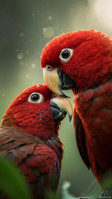 Beautiful Red Lory Couple Wallpaper Tropical Birds