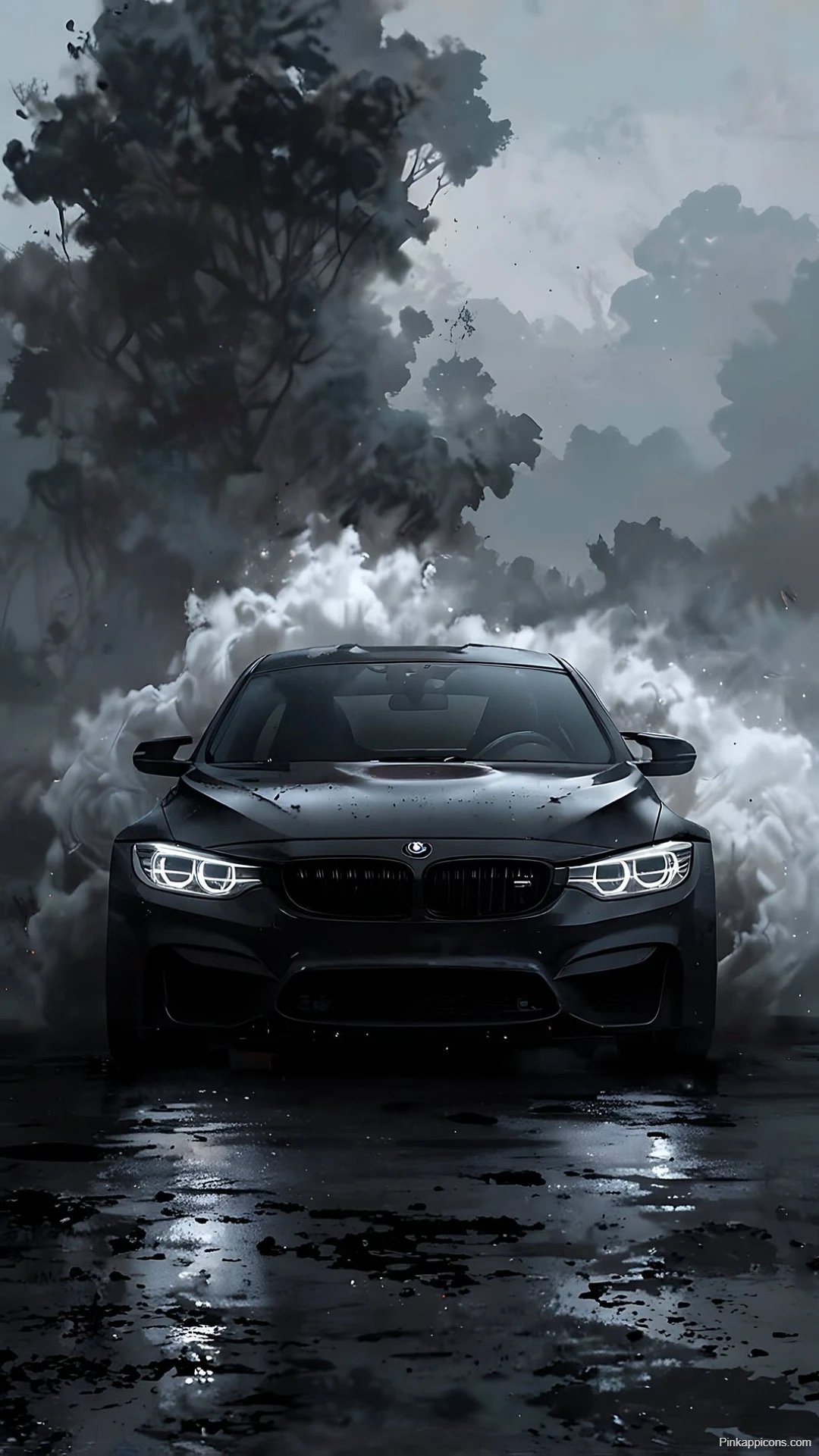 Black BMW M4 Wallpaper Moody Stormy Night