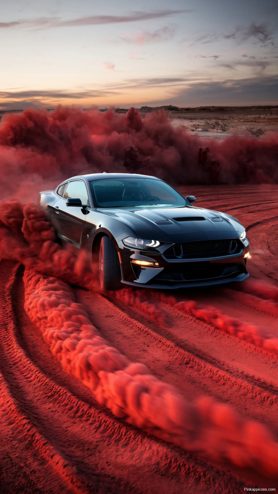 Black Ford Mustang Wallpaper Desert Dust Storm