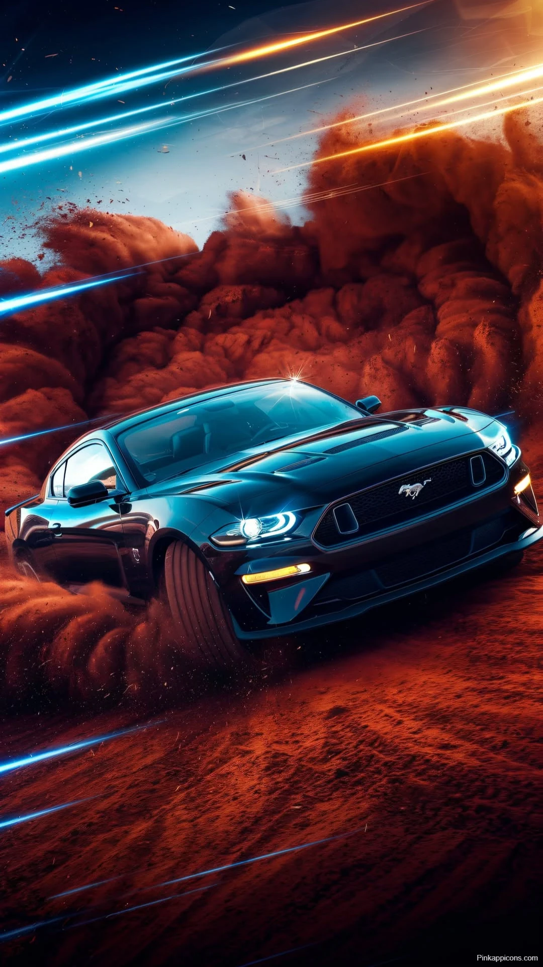 Black Ford Mustang Wallpaper Dynamic Speed Lines