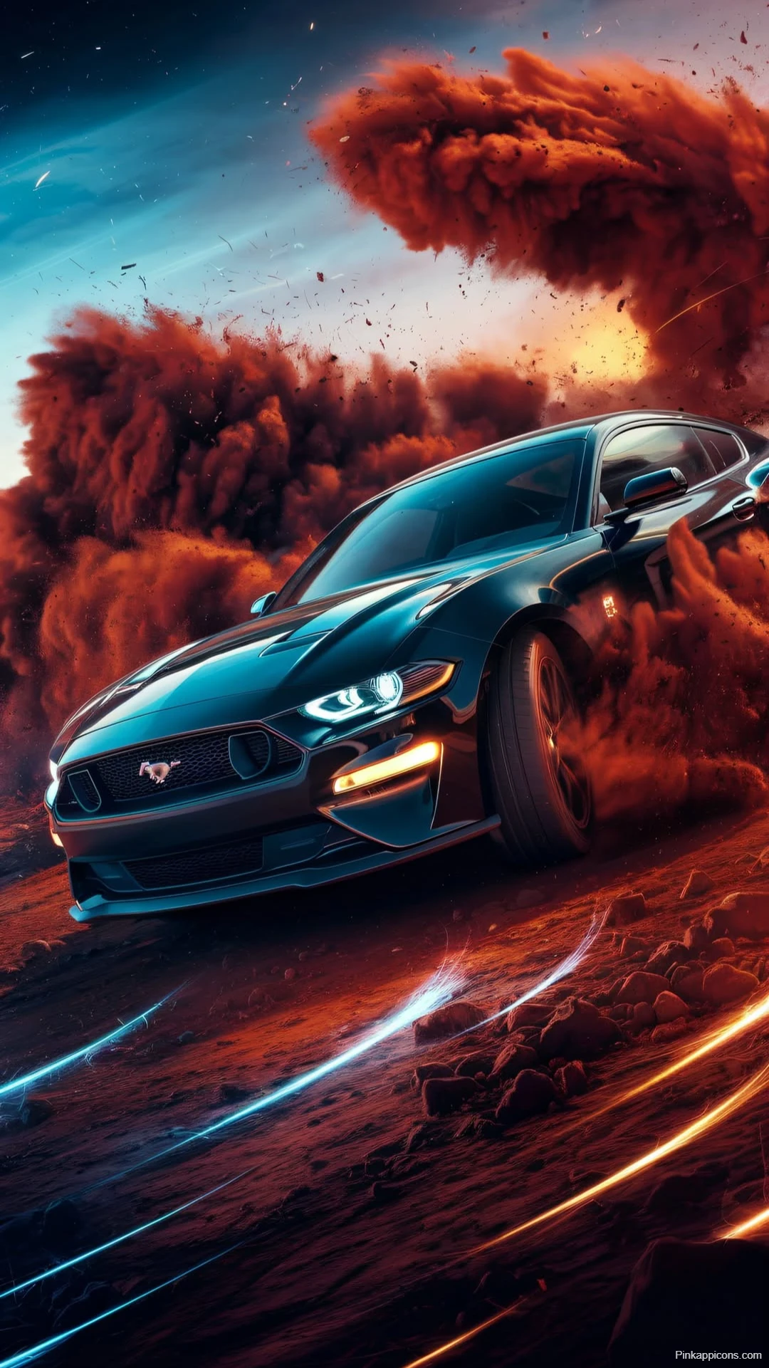 Black Ford Mustang Wallpaper Intense Desert Run
