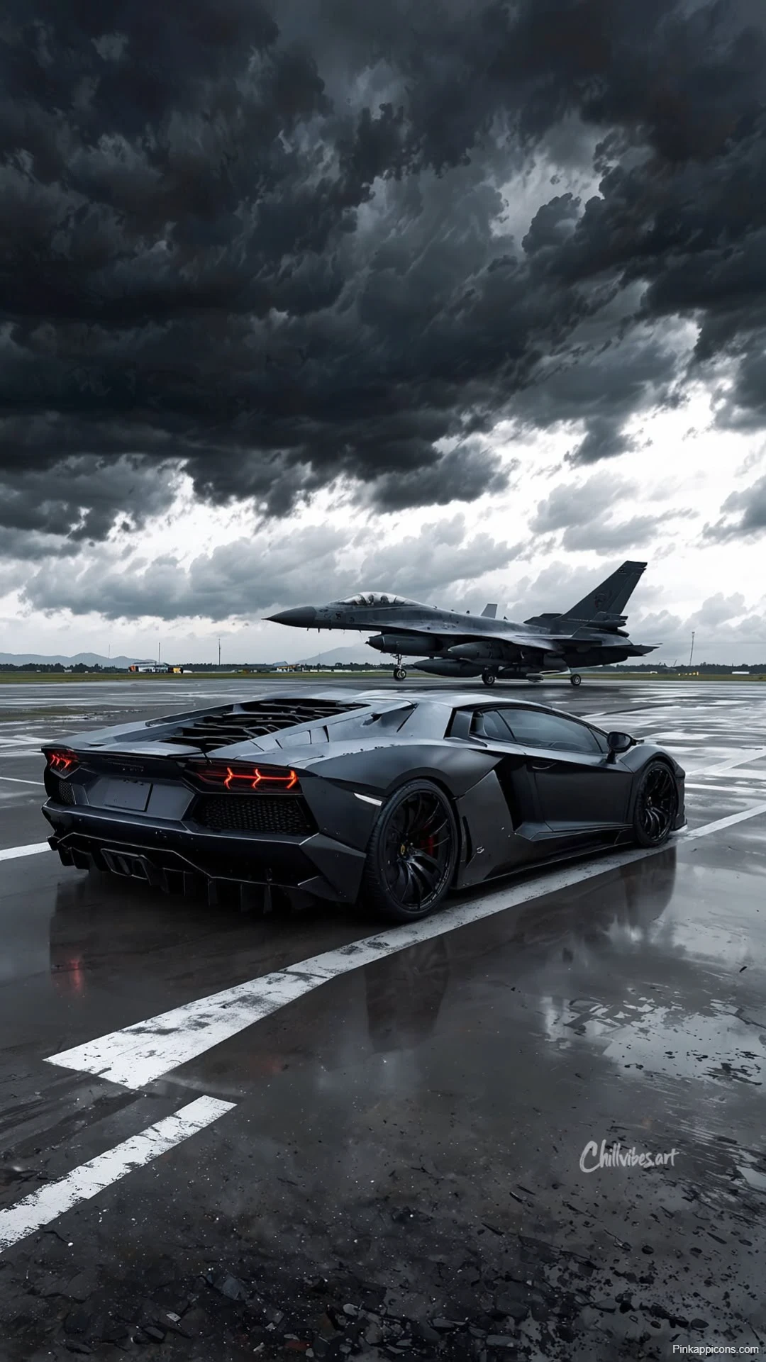 Black Lamborghini Aventador SVJ Wallpaper Jet Power