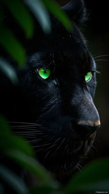 Black Panther Eye Close-up Wallpaper Intense Green Gaze