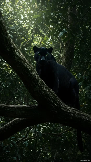 Black Panther in Jungle Canopy Wallpaper Majestic Predator