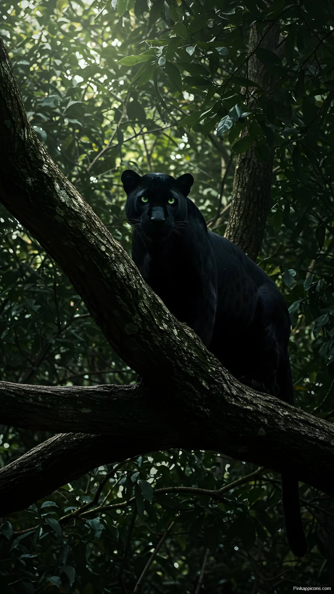 Black Panther in Jungle Canopy Wallpaper Majestic Predator