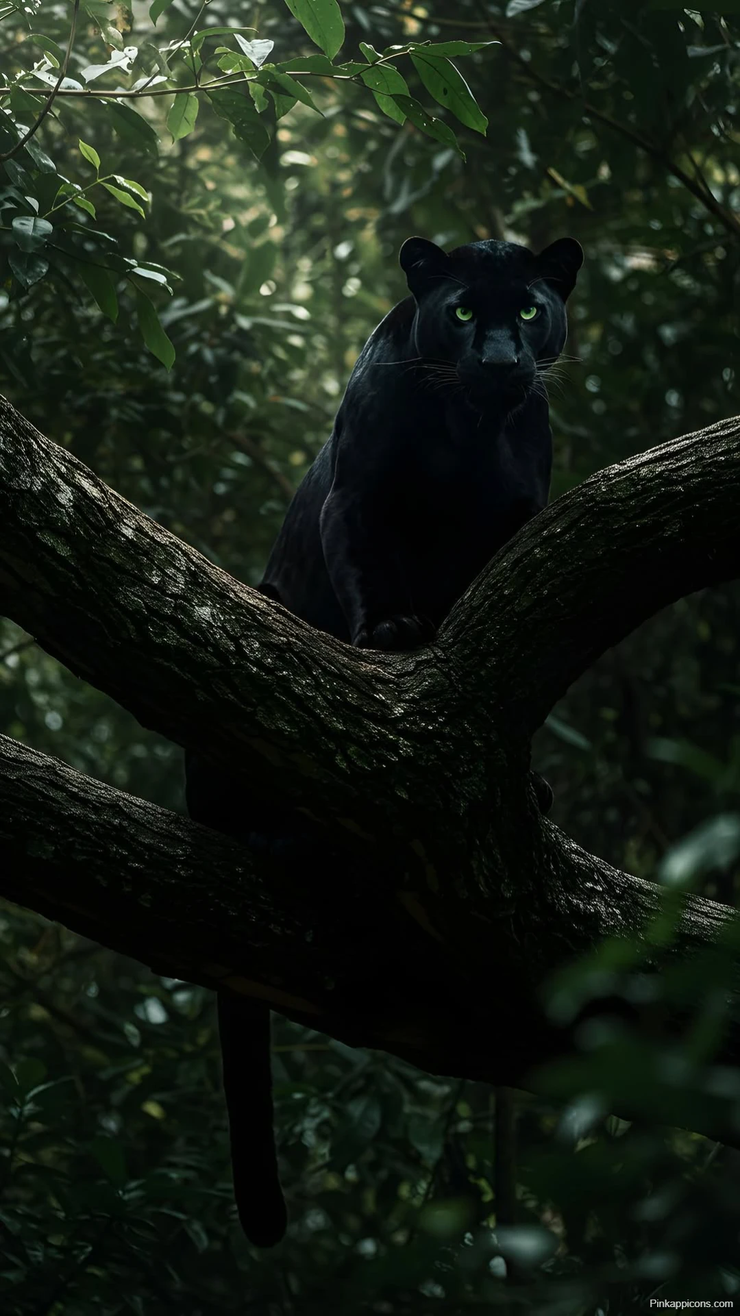 Black Panther in Tree Wallpaper Majestic Jungle Cat