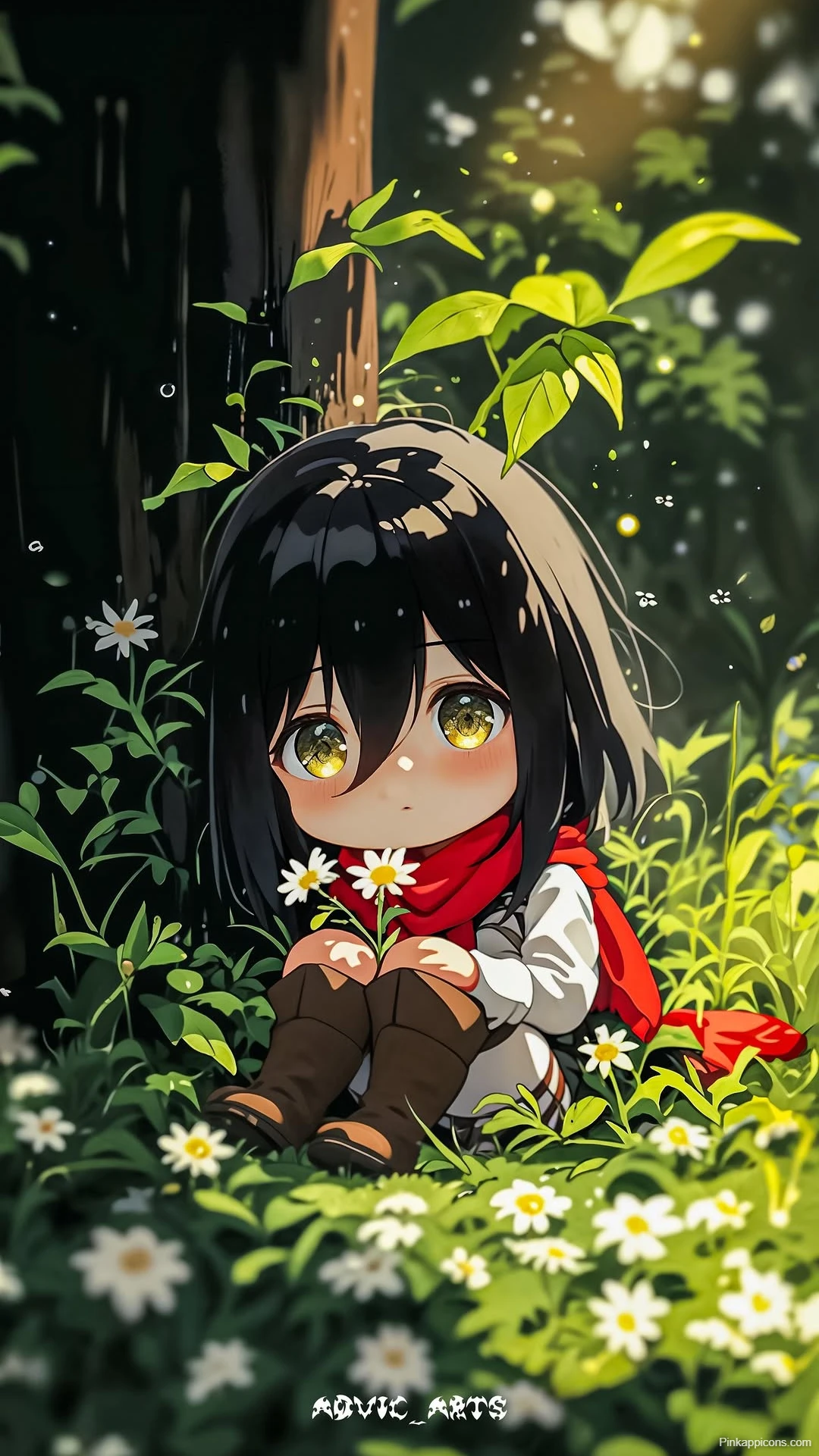 Chibi Mikasa Ackerman Forest Wallpaper Cute Attack on Titan Chibi Mikasa Ackerman Forest Wallpaper Cute Attack on Titan