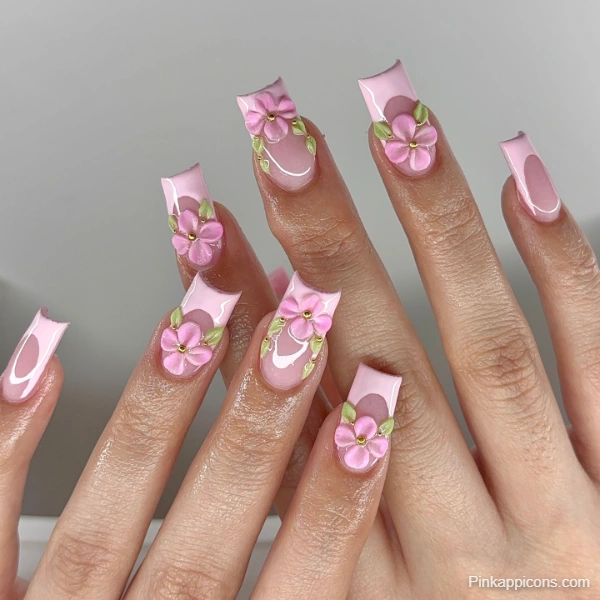 Colored French Tip Nails with Design Colored French Tip Nails with Design