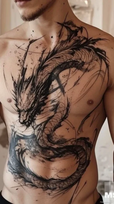 Dragon Chest Tattoo Drawing Dragon Chest Tattoo Drawing