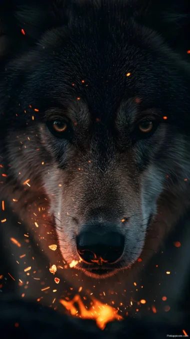 Fiery Wolf Gaze Wallpaper Intense Animal Portrait Fiery Wolf Gaze Wallpaper Intense Animal Portrait