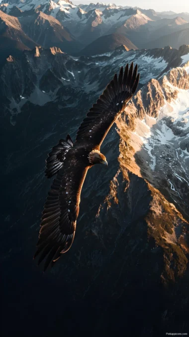 Golden Eagle Flying Over Mountains Wallpaper Majestic Bird of Prey