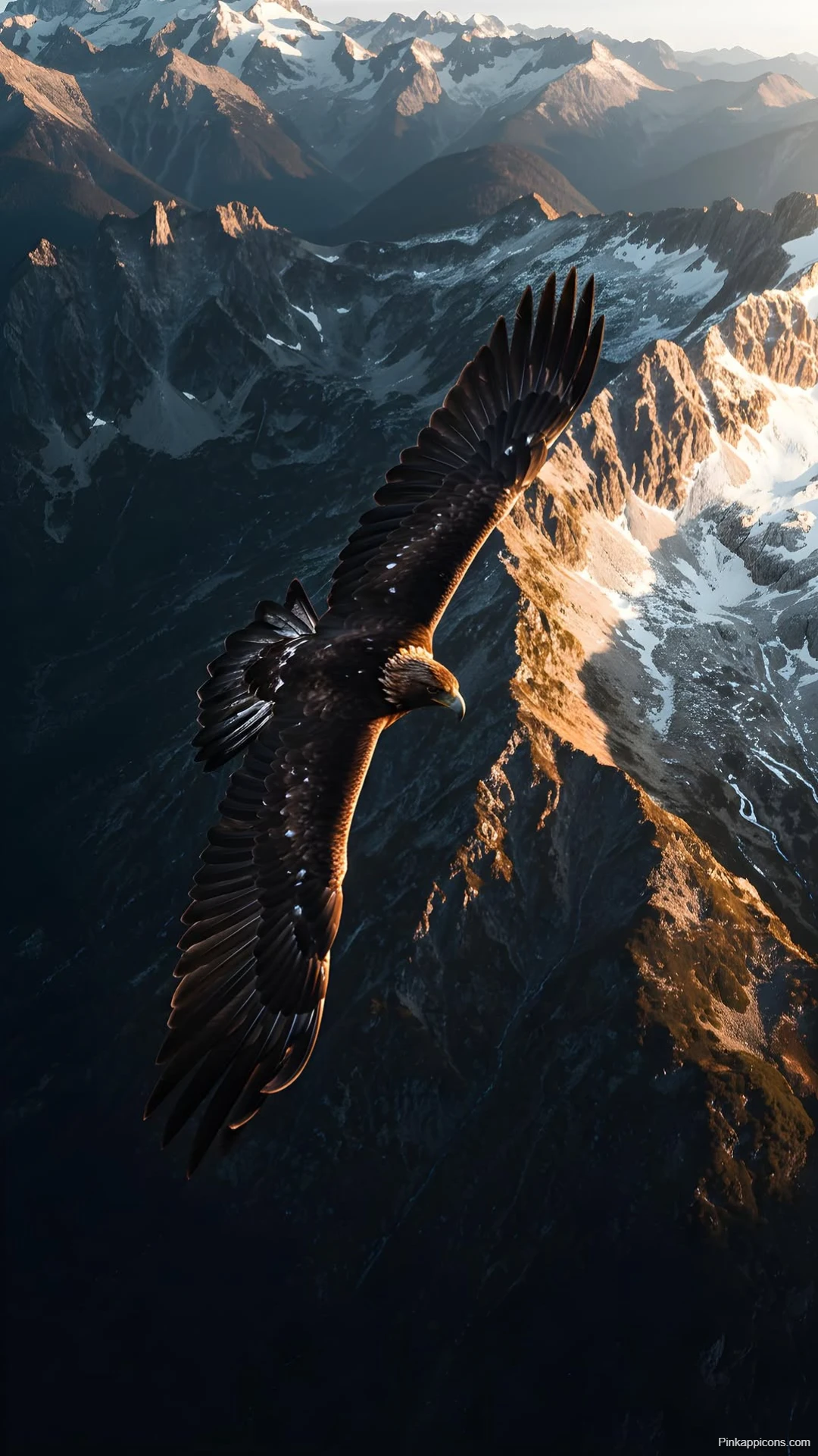 Golden Eagle Flying Over Mountains Wallpaper Majestic Bird of Prey