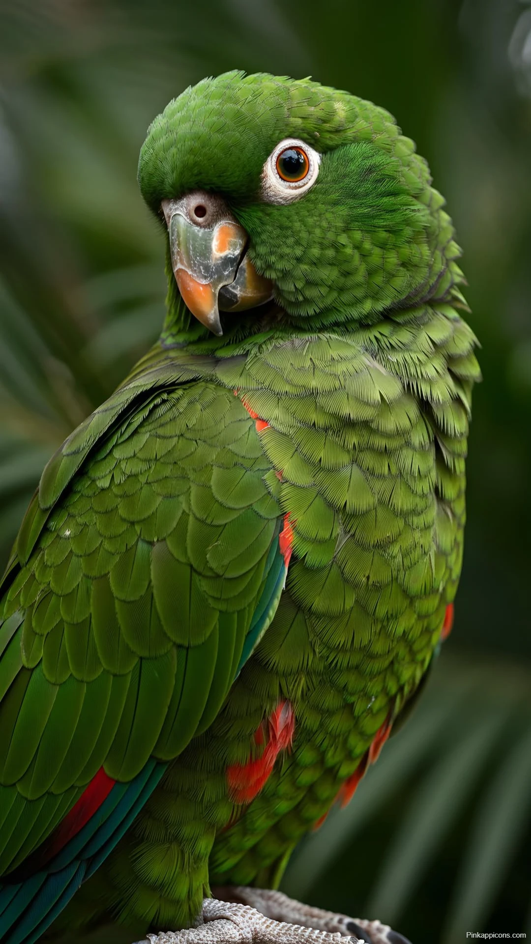 Green Amazon Parrot Portrait Wallpaper Tropical Bird Close-up