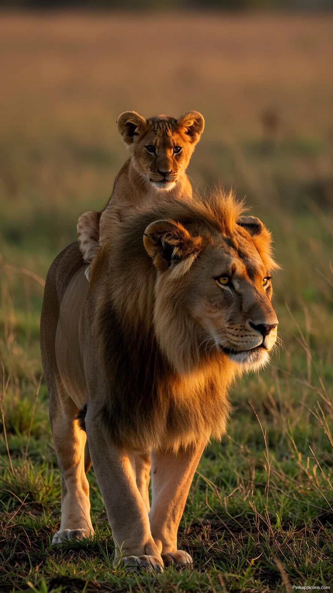 Lion Carrying Cub Wallpaper Father and Son in the Wild