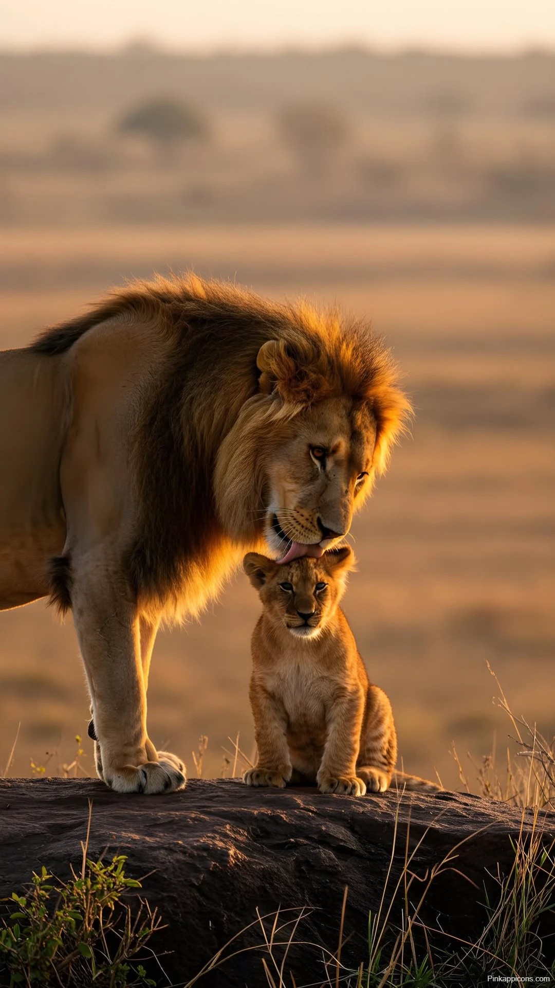 Lion Licking Cub Wallpaper Tender Family Moment