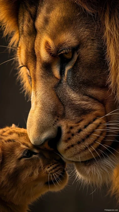 Lion and Cub Love Wallpaper Tender Wildlife Moment