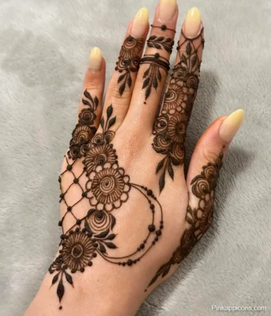 Mehndi Designs Simple A collection of simple henna tattoo designs for women, showcasing intricate mehndi patterns on hands and feet.