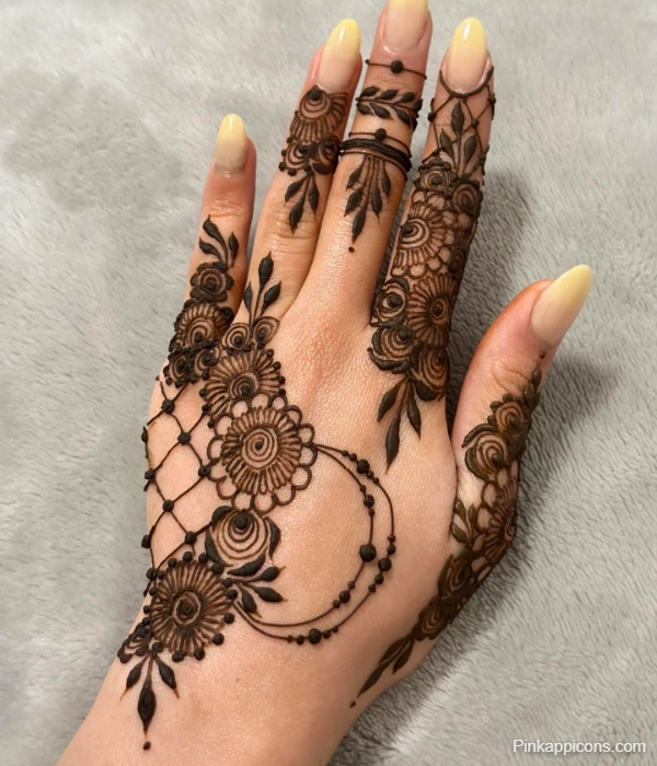 A collection of simple henna tattoo designs for women, showcasing intricate mehndi patterns on hands and feet.