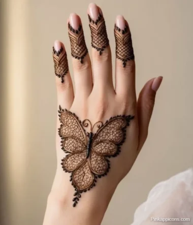 Intricate henna designs on children's hands, showcasing playful and colorful mehndi patterns suitable for kids.