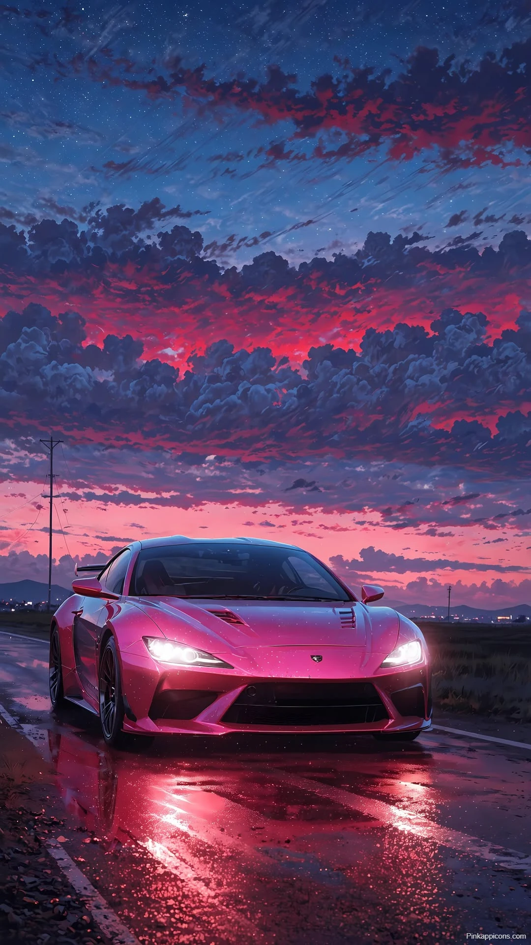Neon Pink Lamborghini Wallpaper Dreamy Night Drive