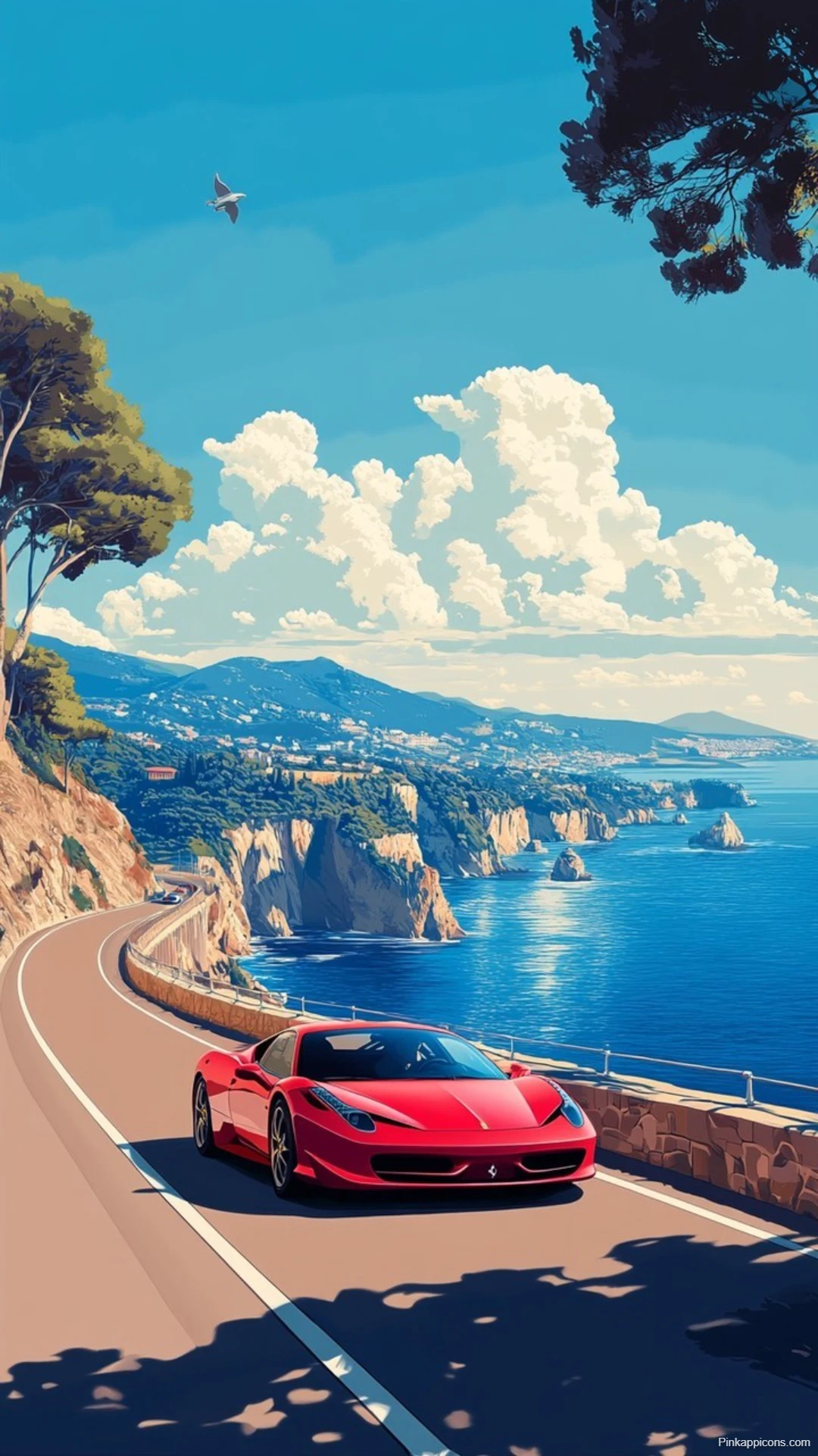 Red Ferrari 458 Italia Wallpaper Coastal Paradise Drive