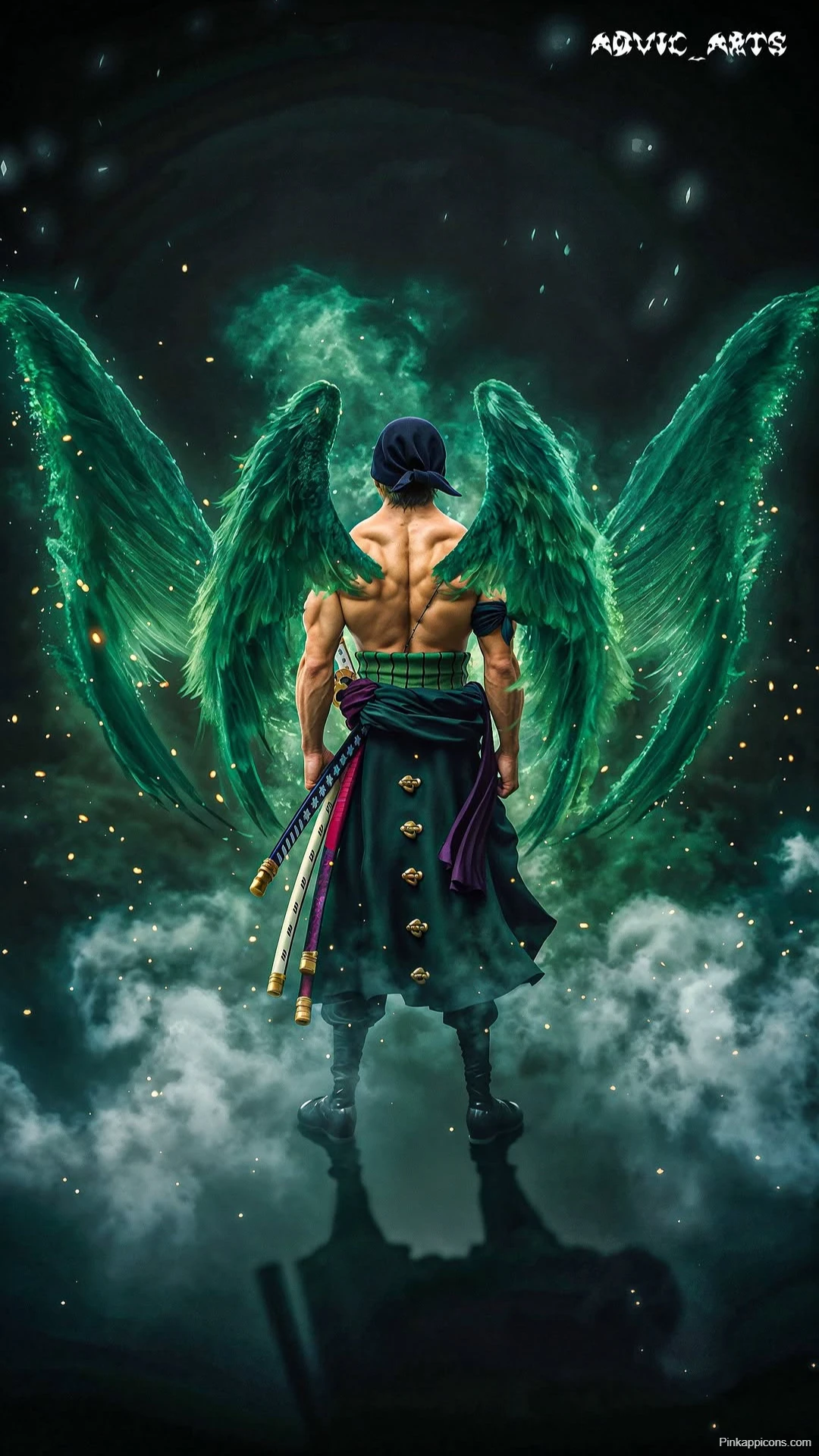 Roronoa Zoro Green Wings Wallpaper Powerful Back View Roronoa Zoro Green Wings Wallpaper Powerful Back View