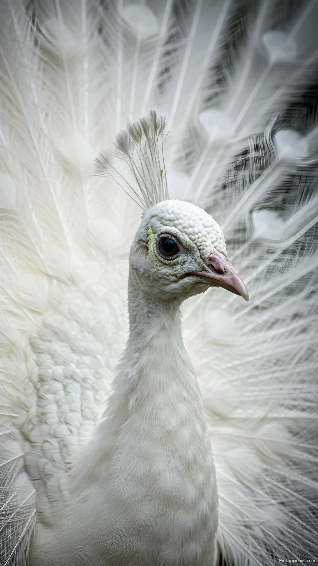 White Peacock Displaying Feathers Wallpaper Elegant Bird