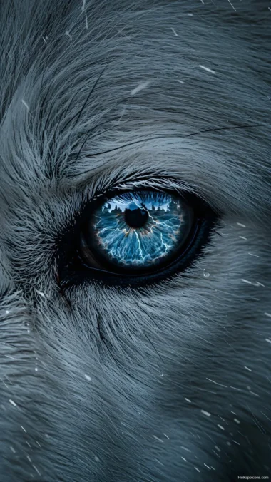 Wolf Eye with Lightning Reflection Wallpaper Intense Gaze
