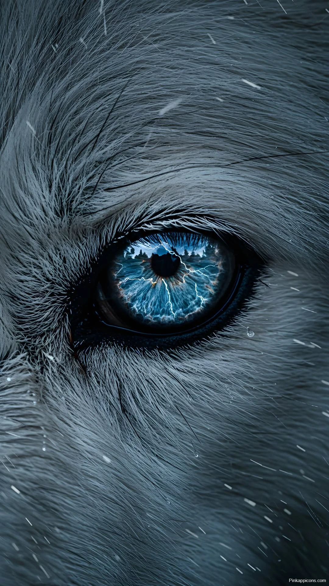 Wolf Eye with Lightning Reflection Wallpaper Intense Gaze