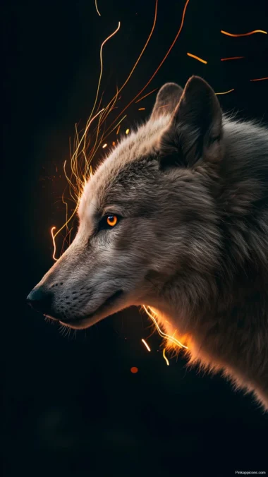 Wolf Profile with Glowing Sparks Wallpaper Enigmatic Animal Wolf Profile with Glowing Sparks Wallpaper Enigmatic Animal