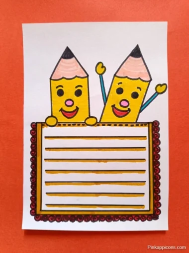 Two pencils resting on a blank lined paper, representing a simple and easy assignment front page design.