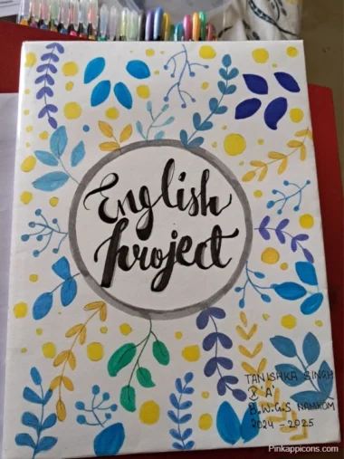 english assignment front page design Front page design of an English project assignment featuring a creative layout and title prominently displayed.