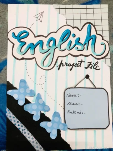 front page design for english project Front page design of an English project file featuring a creative layout and title prominently displayed.