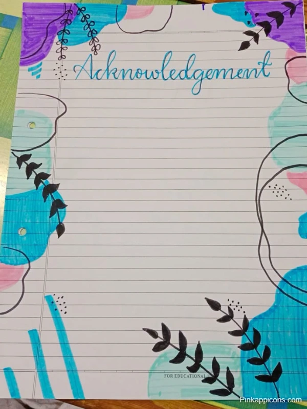 A colorful notebook cover featuring the word "Achievement," designed for a project front page.