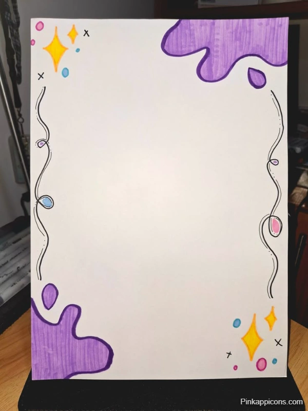 A white paper featuring a simple border design in purple and yellow, intended for a project front page.